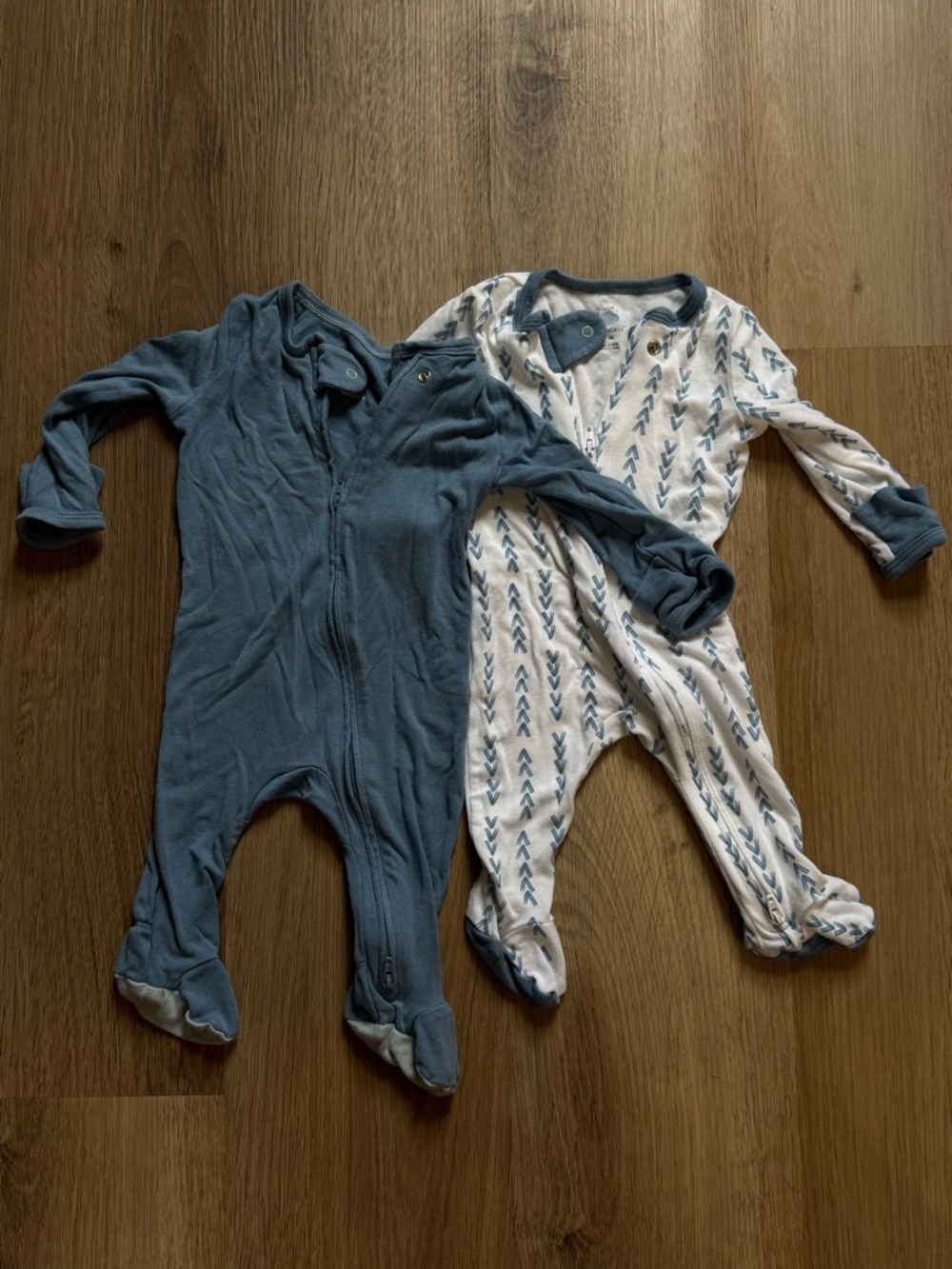 cloud island Blue & White Footed One-Piece Pajamas, 2-Pack